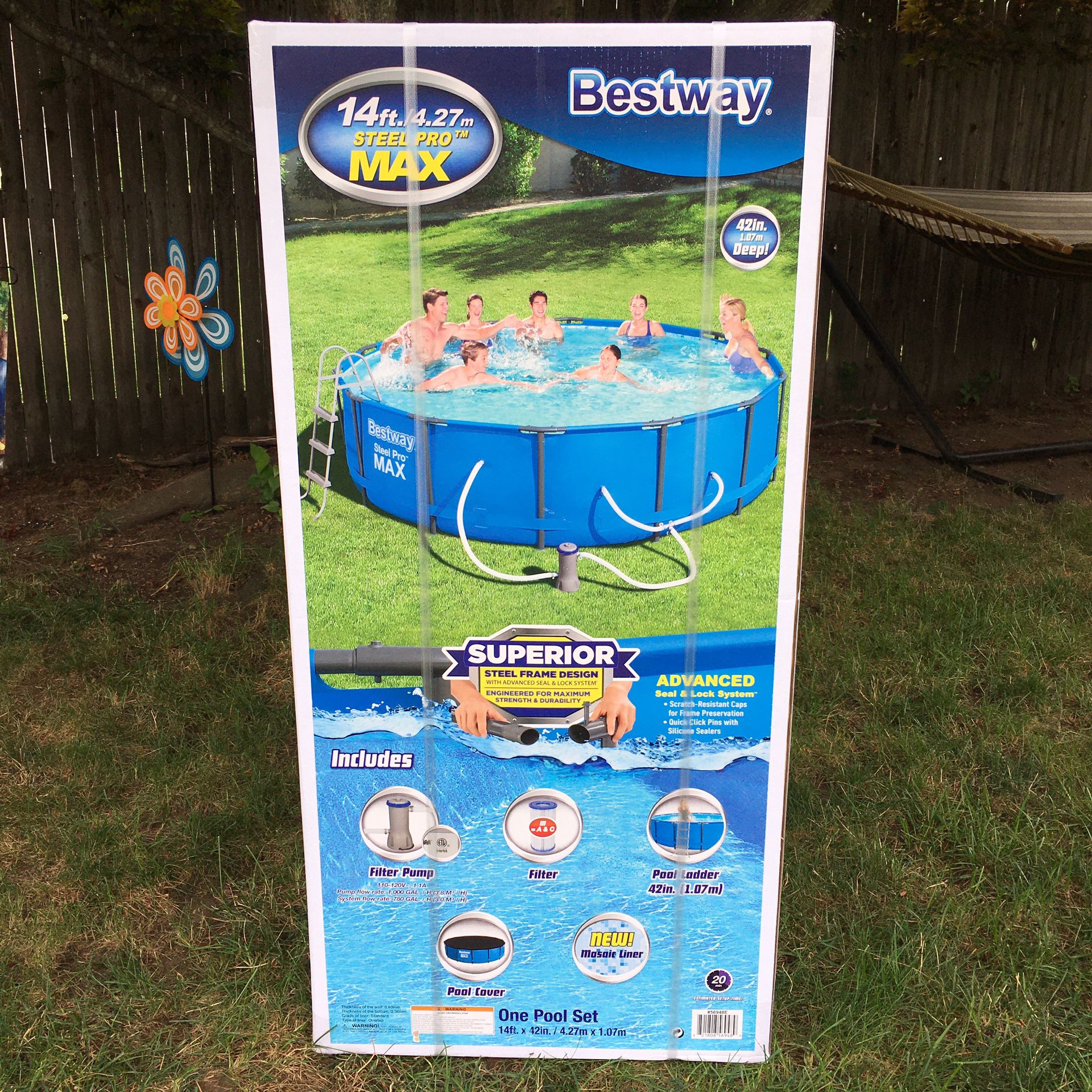 Bestway 14 Foot (14’x42”) Steel Pro Max Above Ground Swimming Pool