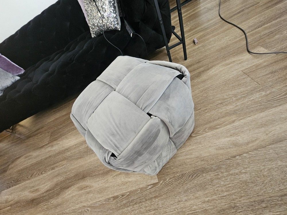 Modern Square Woven Upholstered Velvet Cube Footstool Ottoman