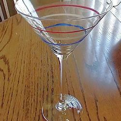 Martini glasses Banded Rings Glass Multi-Color  10" x ,4" diameter