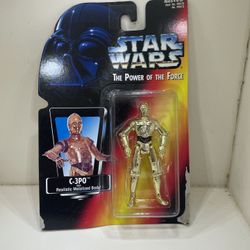 1995 Kenner Star Wars Power of The Force C-3PO Action Figure Red Card