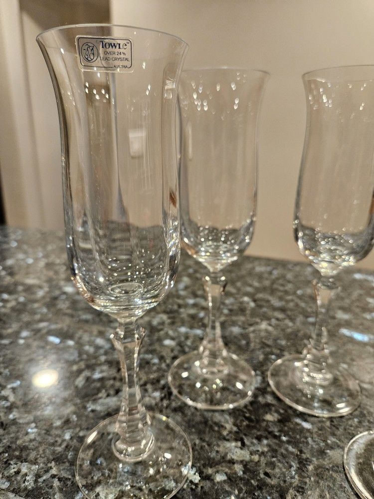 Set of 4 TOWLE 24% Lead Crystal Fluted Glasses