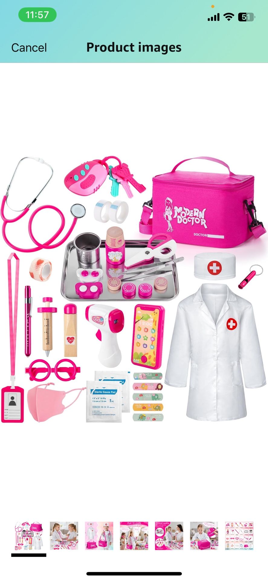 Sundaymot Doctor Kit for Girls, 34 Pcs Pretend Play Doctor Set,Doctor kit for Toddlers 3-5, with Medical Bag, Stethoscope and Other Accessories Doctor
