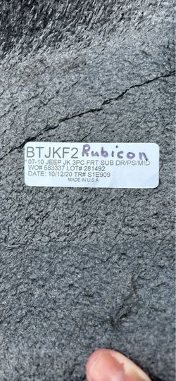 Jeep Rubicon stock replacement floor mats