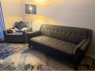 🛋️ Modern Gray Sofa + Convertible Lounge Chair Set – Great Condition