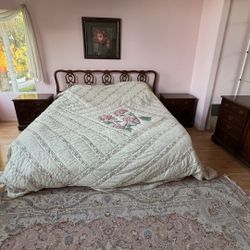 Victorian King Headboard Mattress Boxspring Frame