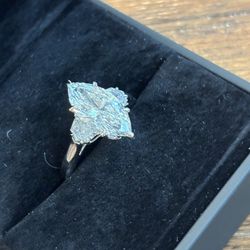 New 4.08 Carat Marquise Lab Diamond Ring 14k White Gold Certified E VS1