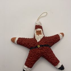 Hand Painted Starfish Santa Christmas Ornament