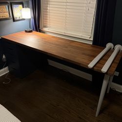  IKEA Walnut Karlby Desk Top + 4 Legs – 74”