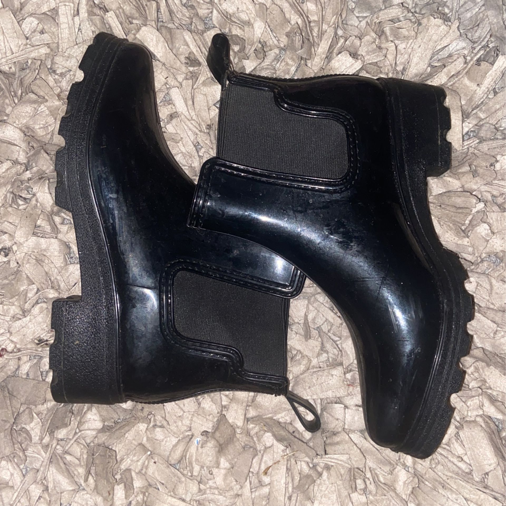 Black Patten Leather Boots Size 10