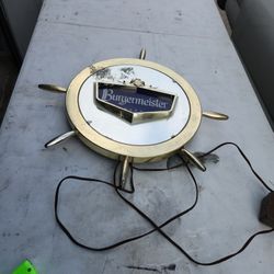 Vintage Burgermeister Beer Sign Ship Boat Ocean Wheel Lights Nautical 1963