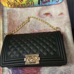 Black Jelly Shoulder Handbag 