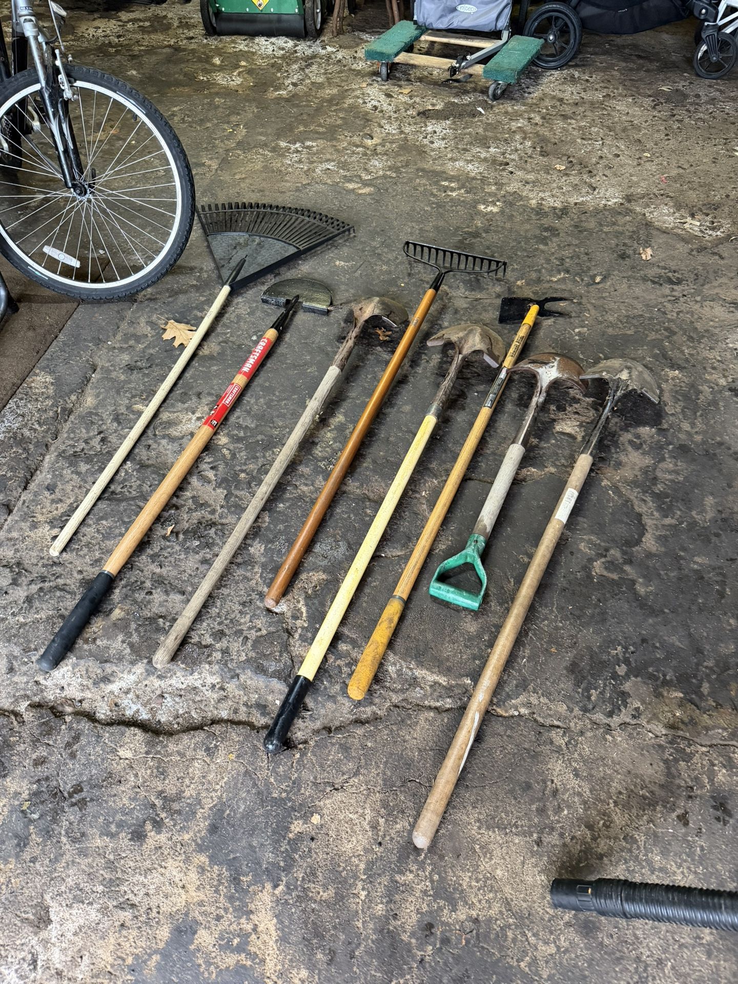 Shovels,rakes,hoe, spade -10 dollars each