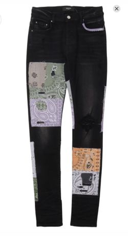 Amiri Black Bandana Art Patch Jeans