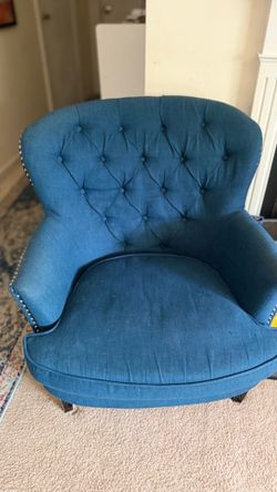 Blue Fabric Accent Chair – Good Condition (2 Available)