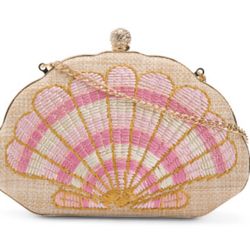 Isaac Mizrahi New York Seashell Clutch Pink & Gold Detail