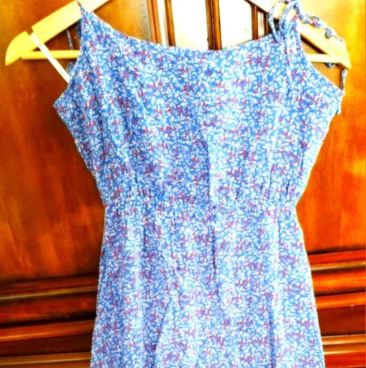 Girl's Junior Blue Flower Dress Size: M