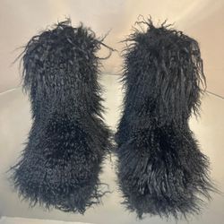Black Real Fur Shaggy Boots Size 9.5,10 Only Message Size And Place Your Order