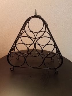Wine Rack Holder Metal Brown Flowers & Leaves Decor 6 Bottles 12"