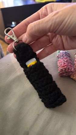 Crochet Lip Balm Holder Keychain