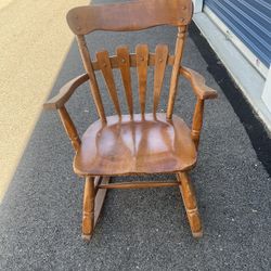 Solid Oak Wooden Rocking Chair.See pictures for Measurements  