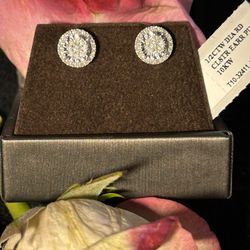 1/2 Carat Diamond Inv Set RD Halo Earrings Push 10KW