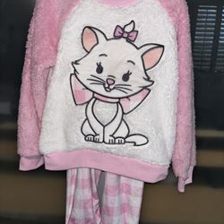NWT Disney Store Girls 5/6 Marie Fleece Fuzzy Pajama Set Sleep Set Aristocats 