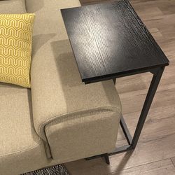Minimalist Sofa/Nightstand/Side C-Table With The Matte Black Metal Base And Black Wood Top W15.5"x D21.5"x H26.5"