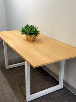 Extendable Dining Table for 4-8, 55"-71" Rectangular Kitchen Table, Modern Farmhouse Expandable Table, Space-Saving Wooden Table for Dining Room, Kitc