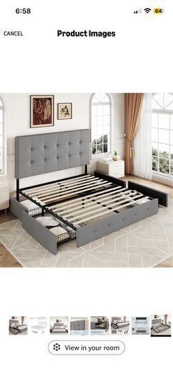 Queen bed frame with storage