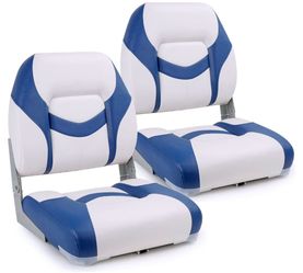 Premium Marine Low Back Folding Boat Seat 2 Pack, Waterproof Fishing Boat Chairs