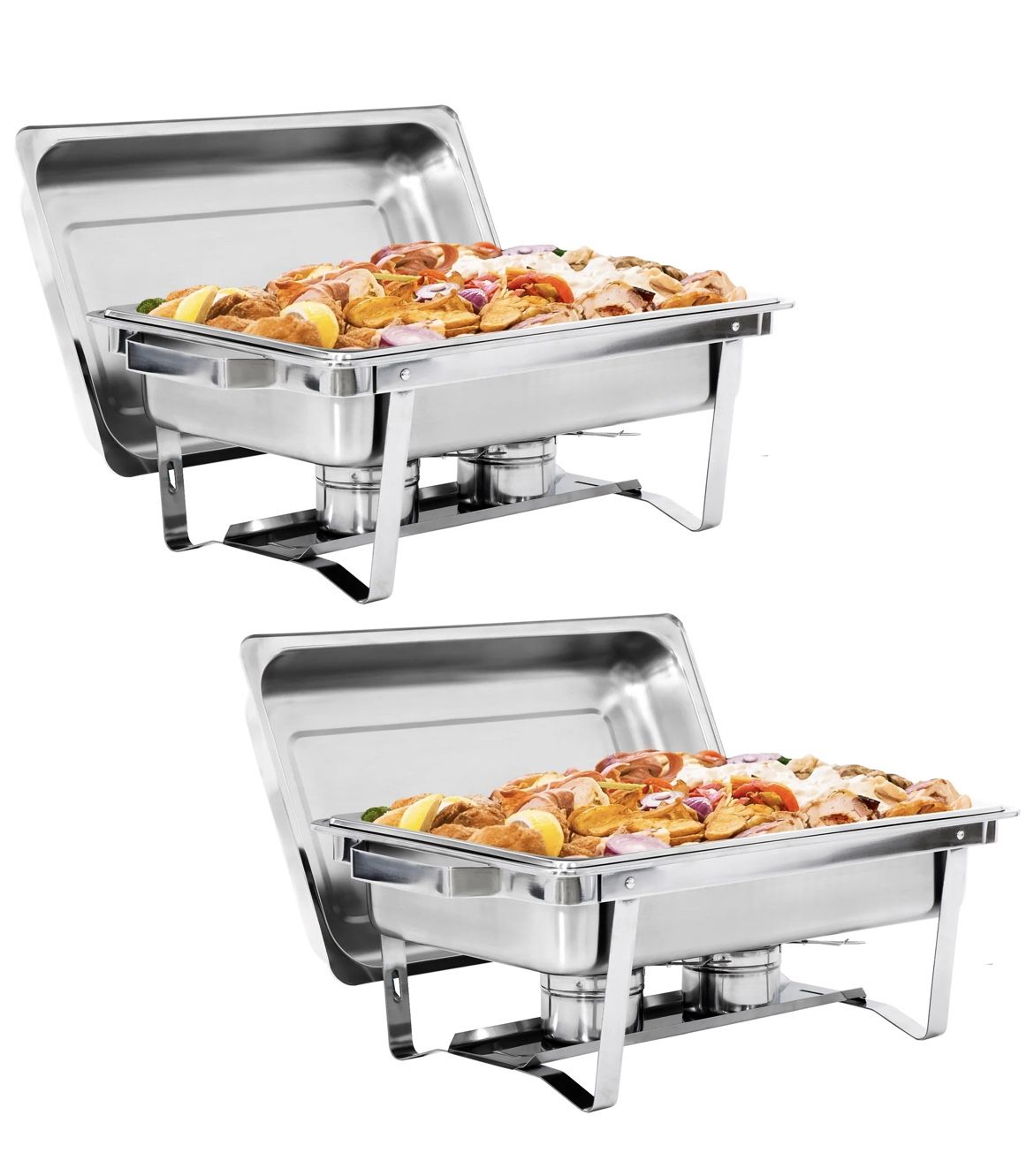 2 Packs 8 Quart Stainless Steel Chafing Dish Buffet Trays Chafer With Warmer