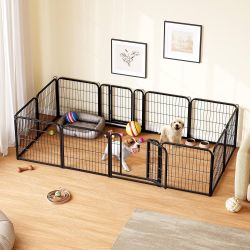 32"H Heavy Duty Metal Pet Dog Playpen Kennel Fence, 12 Panels [NEW] **Assembly Req** 