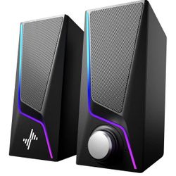 Nylavee Altavoces de computadora, altavoces de PC con 6 modos de iluminación, altavoces de computadora alimentados por USB para PC de escritorio con 2