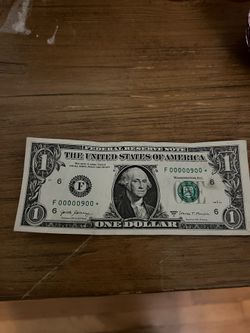 Low Serial Number $1 Bill 00000900