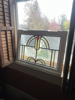 Antique Tulip Stained Glass Window