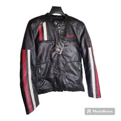  Black leather jacket for men.
