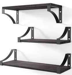 Floating Shelves Wall Mounted Set of 3 Rustic Wood Wall Shelves