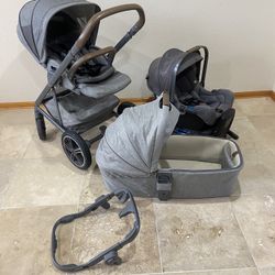 Nuna Mixx Stroller With Car Seat And Bassinet grey