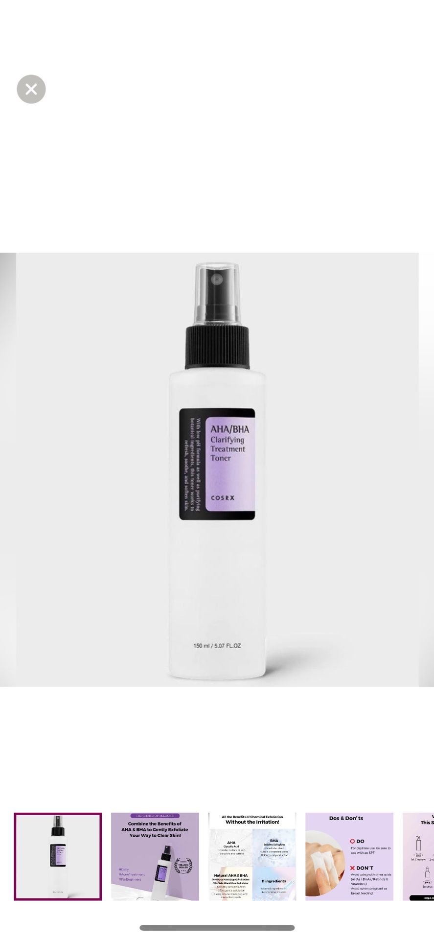 NEW AHA/BHA Clarifying Treatment Toner - 150ml - Cosrx