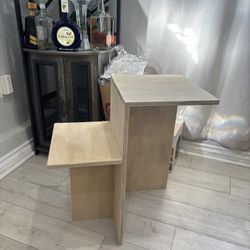Hand-Built Modern Side/Plant Table- Solid Wood, Minimalist Design
