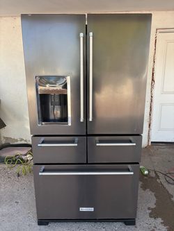 KitchenAid black stainless five door Fridge works perfect in good condition Free delivery to  garage