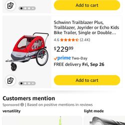 Schwinn 2 Seater Bike Trailer & Stroller Conversion