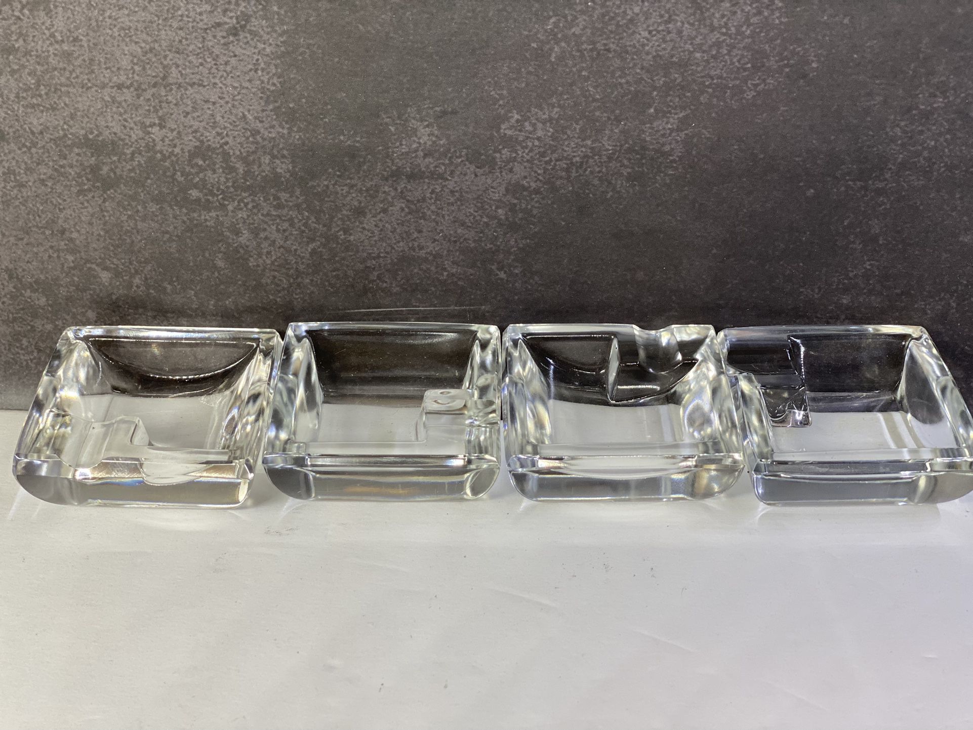 Set of (4) Gorgeous Antique 1930’s Crystal Individual Single Rest ashtrays. Baccarat? Maybe!