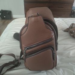 Brown leather cross body bag
