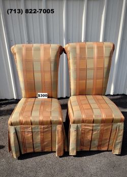 Two Art Deco Style Era Upholstered Rolling Chairs with Matching Skirts - $300 (Houston)