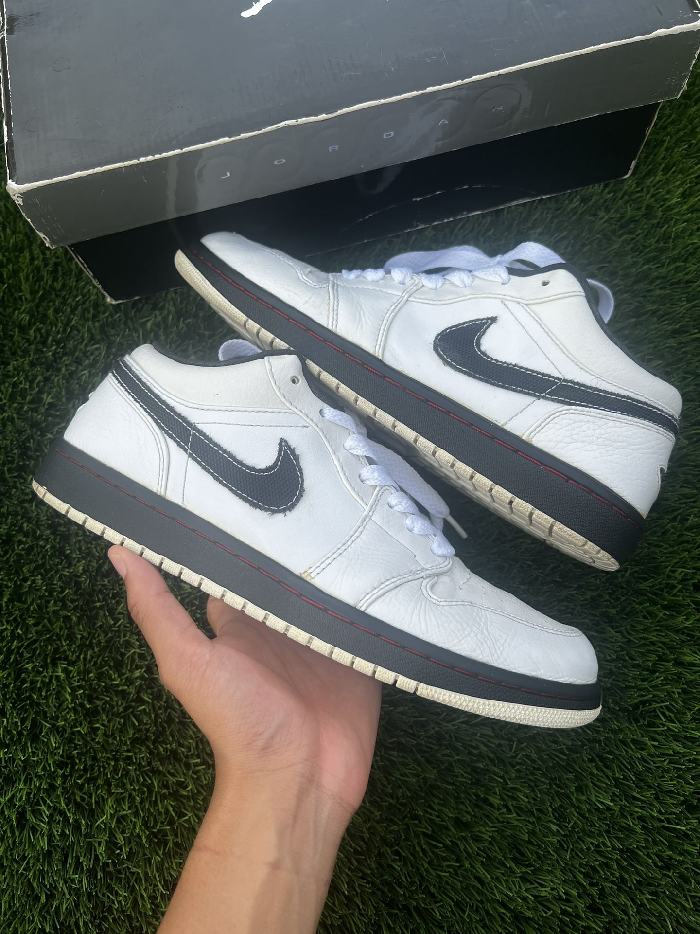 USED Jordan 1 Phat Low Varsity White/Red Size 9.5 (2008) OG BOX