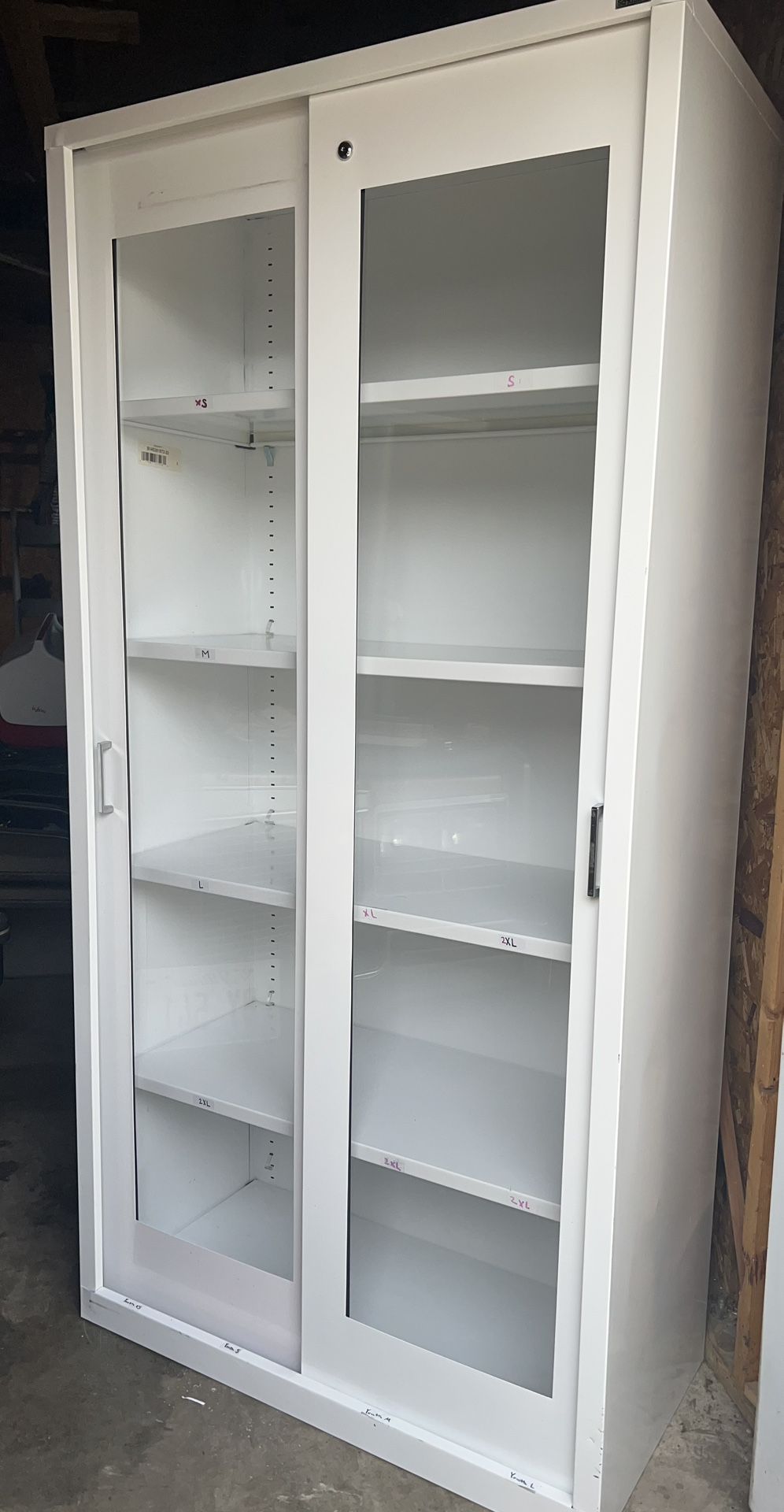 5 Shelf Storage Cabinet w/Clear View Sliding Doors