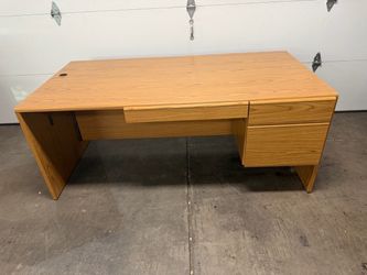 Oak Laminate Office Desk with Drawers