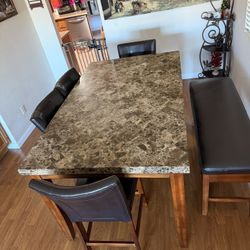 High Marble Dining table set 