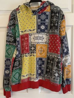 Forever 21 Men Unisex Patchwork Bandana Hoodie - Multicolor - Size L